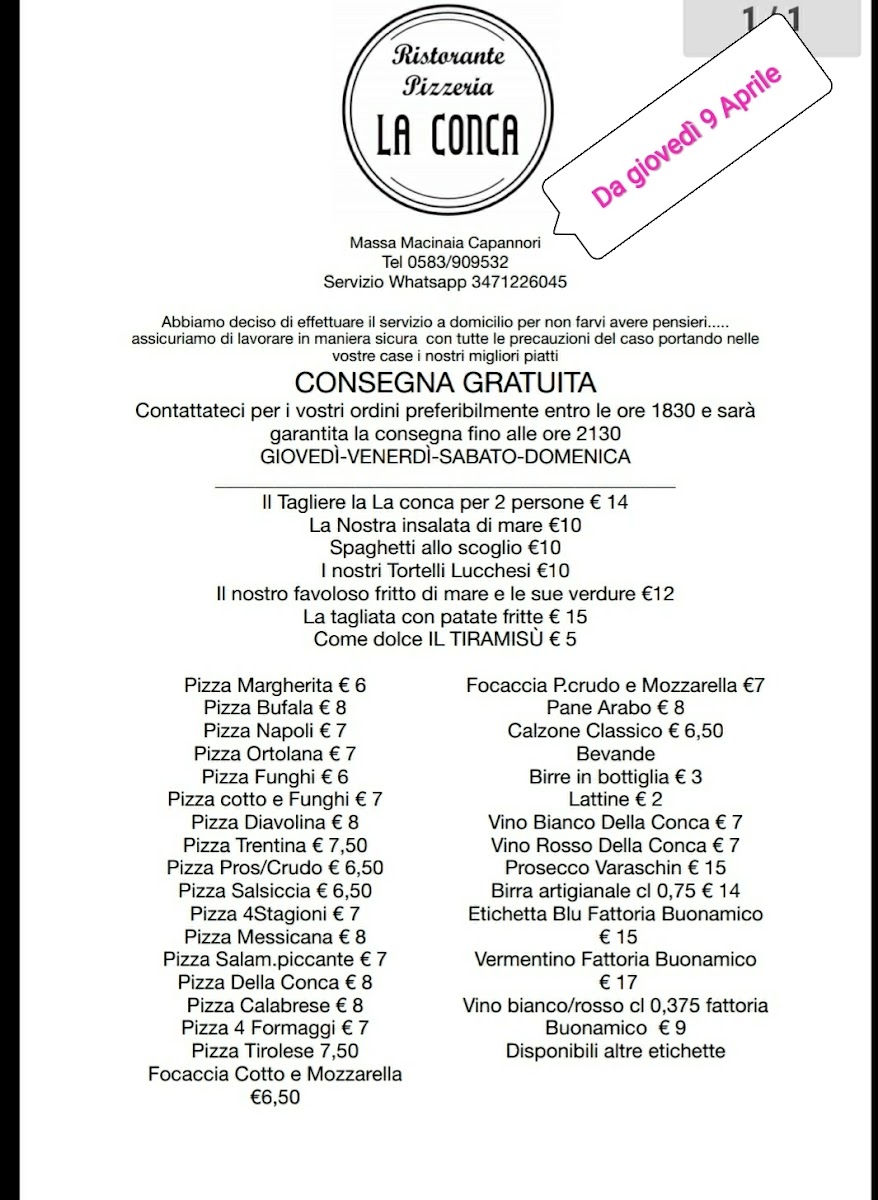 Menu - La Conca Pizzeria photo 5