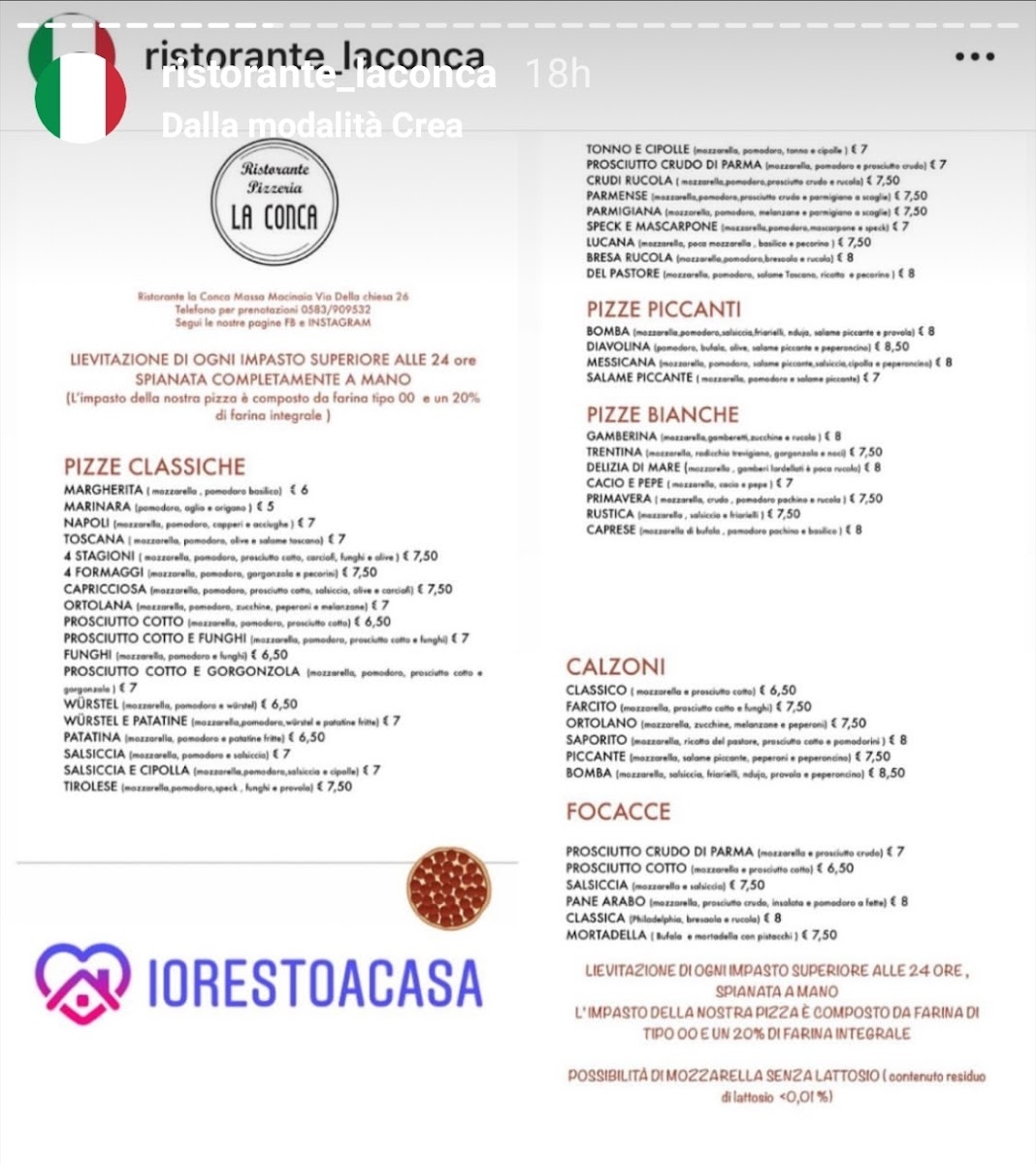 Menu - La Conca Pizzeria photo 8